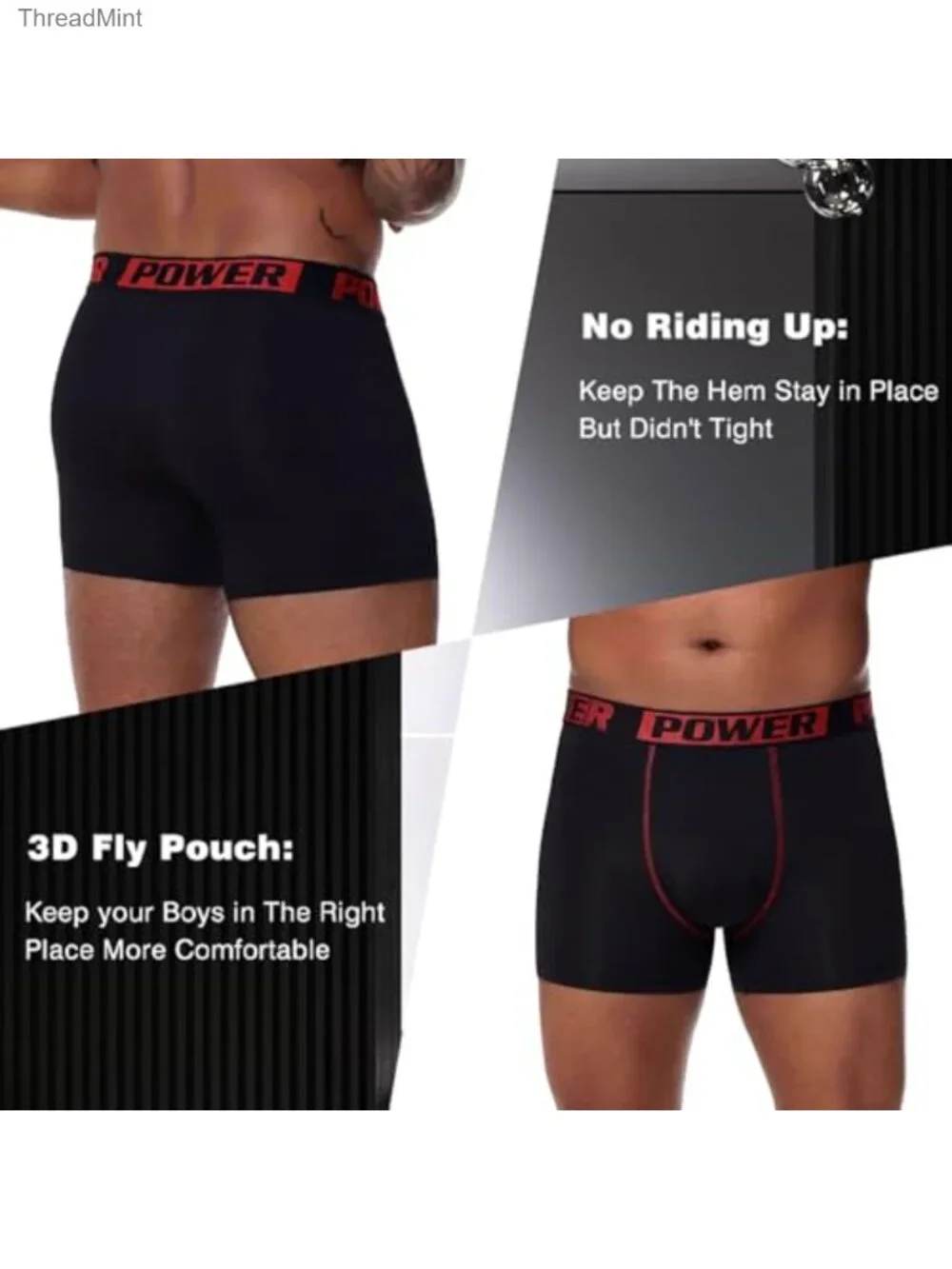 Men's Boxer Briefs 6 Pack Moisture Wicking Stretch Trunks Underwear